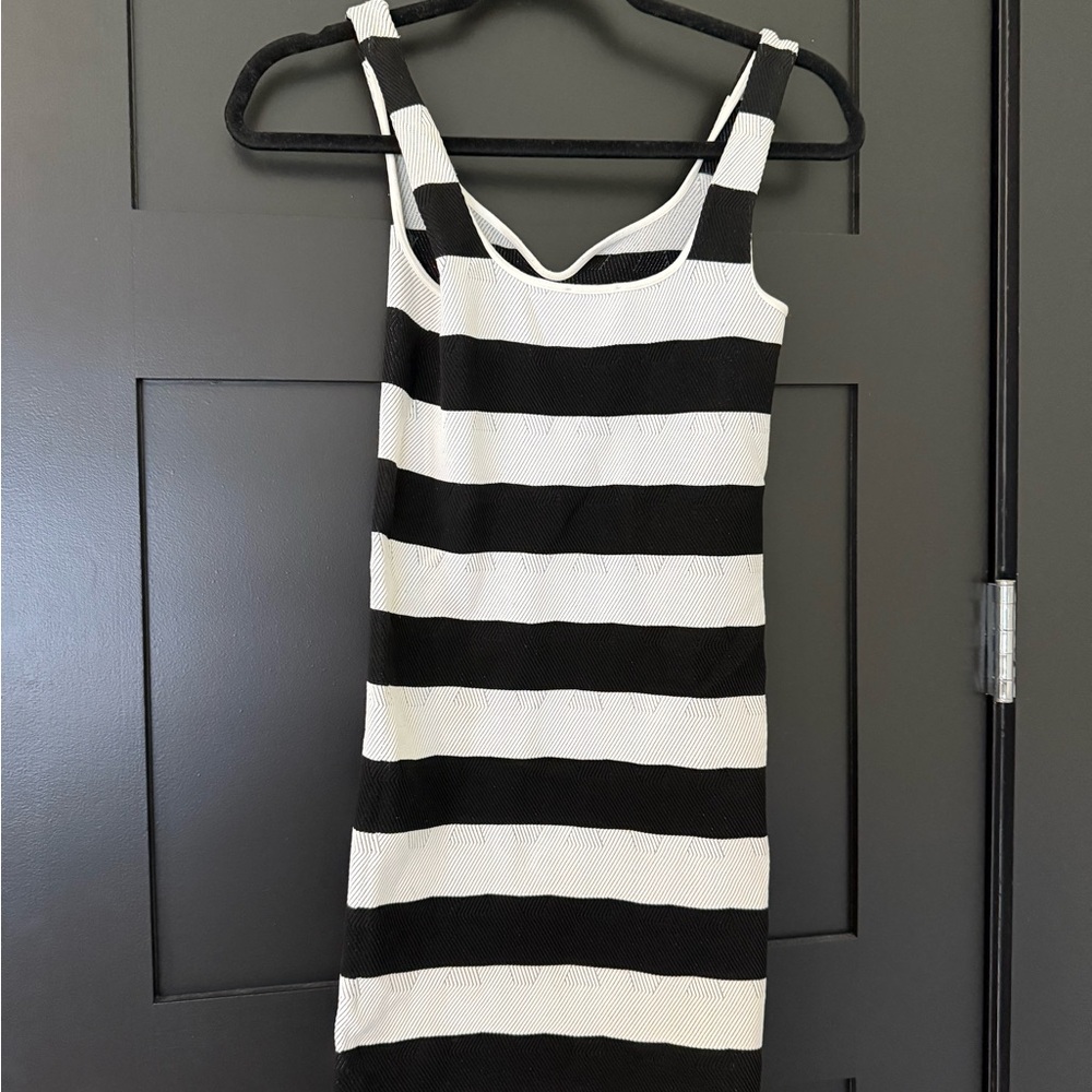 bebe Monochrome Striped Mini Dress - Picture 2 of 3